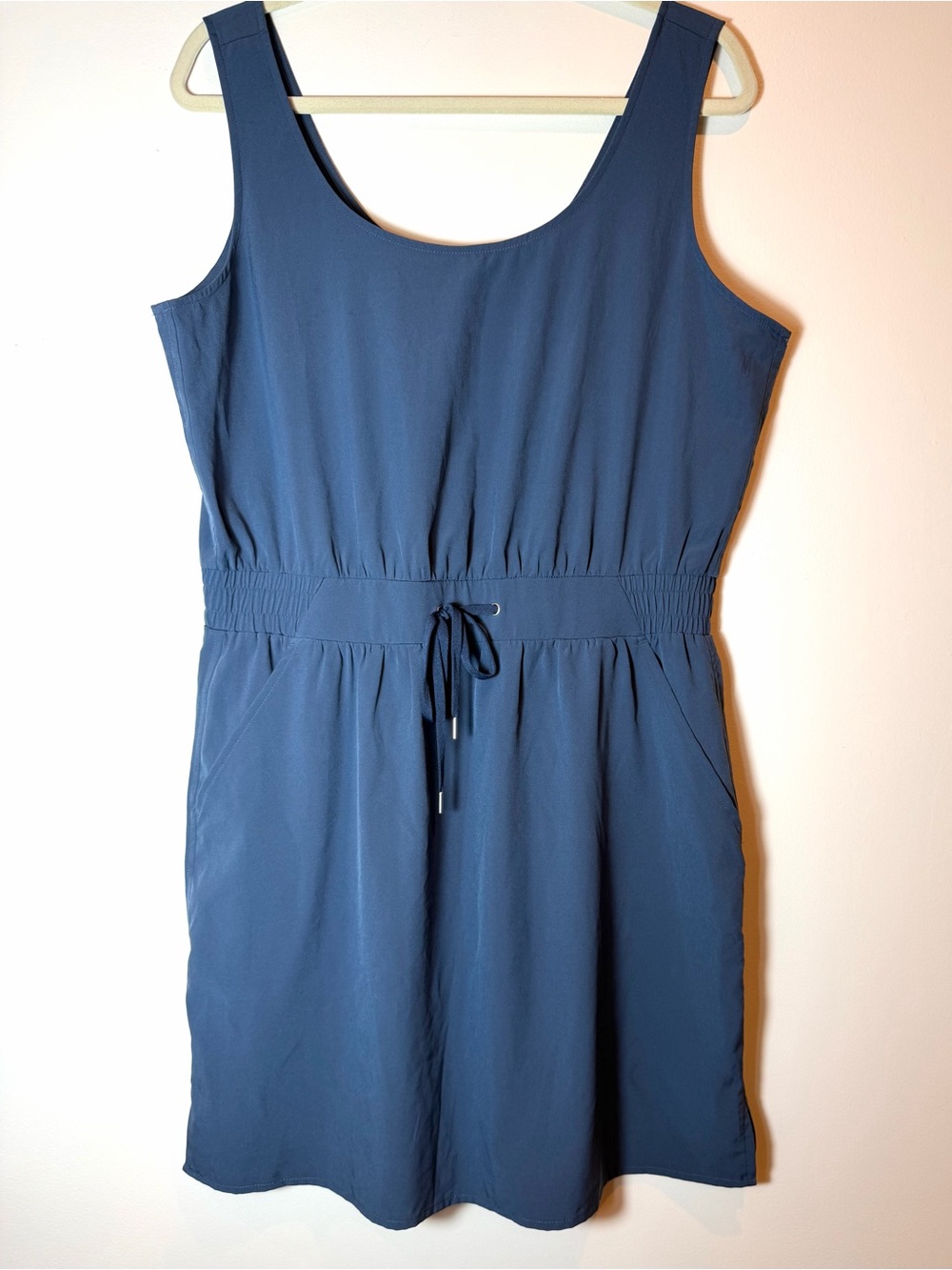 CALIA Slate Blue Athletic Drawstring Waist Scoop Neck Dress Sz Large